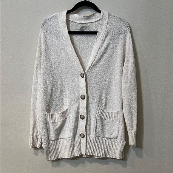Cozy White Button-Up Cardigan Sweater - Picture 1 of 6